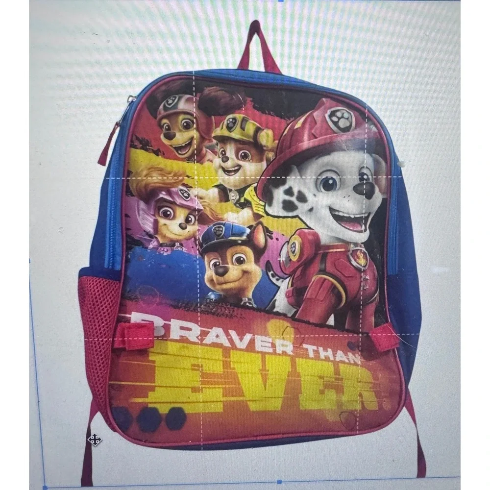 Paw Patrol Braver Than Ever Kids Backpack Blue Red Marshall Chase Skye Rubble